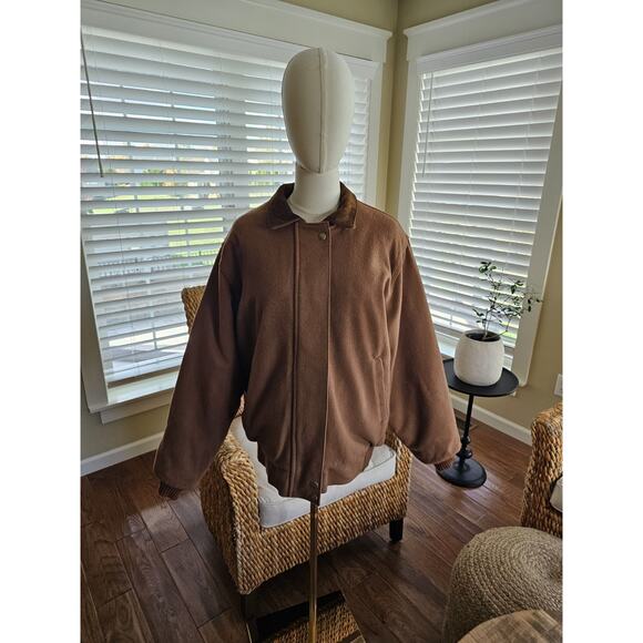 L.L Bean Vintage Wool Bomber Jacket Women's Size L Brown Made in USA - Picture 5 of 16